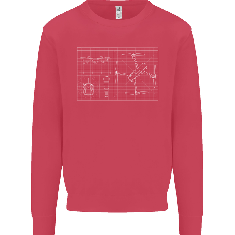 Drone Blueprint Mens Sweatshirt Jumper Heliconia