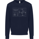 Drone Blueprint Mens Sweatshirt Jumper Navy Blue