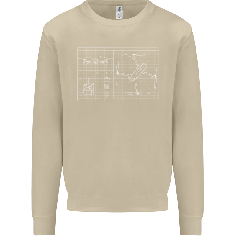 Drone Blueprint Mens Sweatshirt Jumper Sand