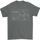 Drone Blueprint Mens T-Shirt Cotton Gildan Charcoal