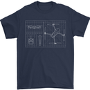 Drone Blueprint Mens T-Shirt Cotton Gildan Navy Blue