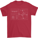 Drone Blueprint Mens T-Shirt Cotton Gildan Red