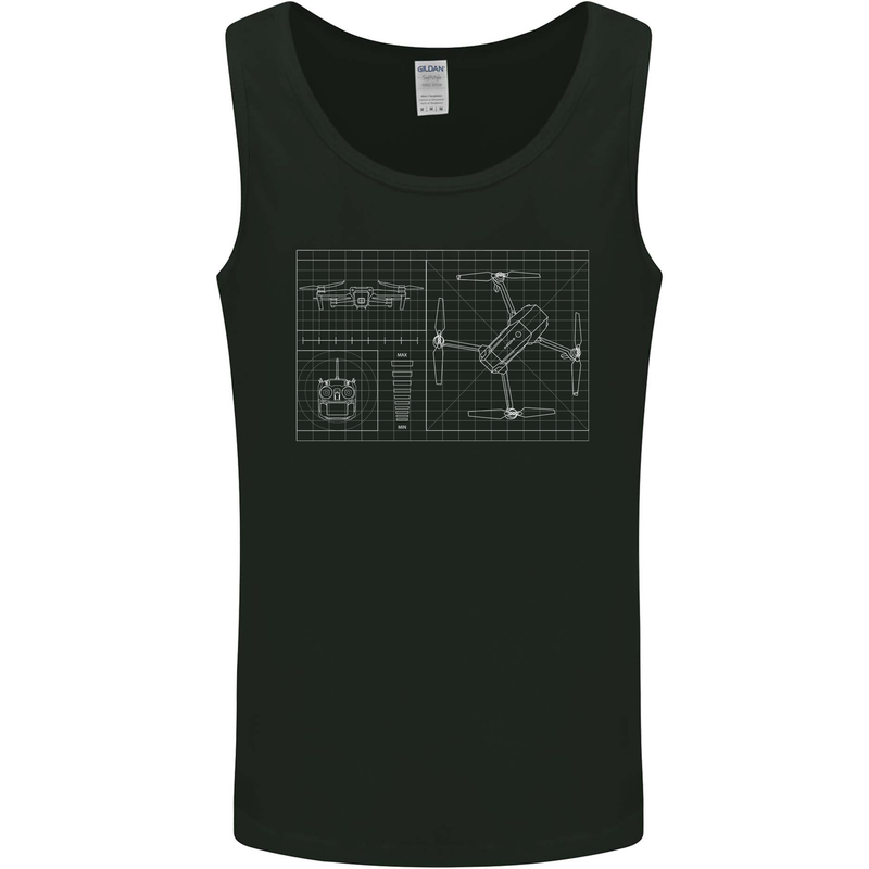 Drone Blueprint Mens Vest Tank Top Black