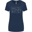 Drone Blueprint Womens Wider Cut T-Shirt Navy Blue