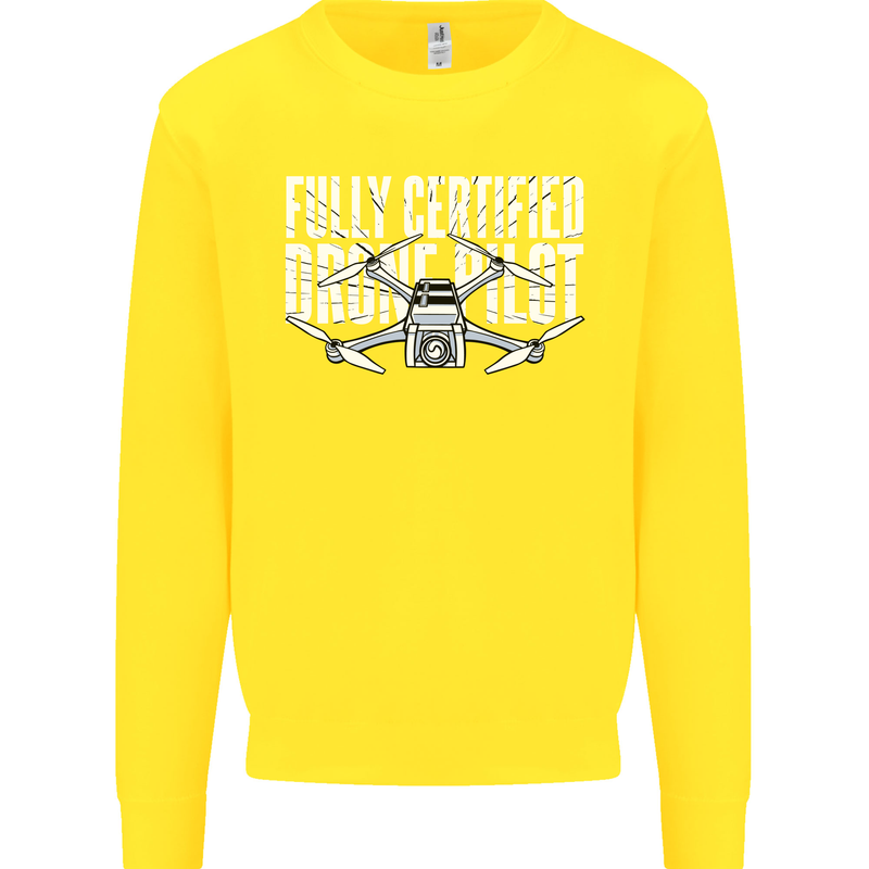 Drone Pilot Kids Sweatshirt Jumper Yellow