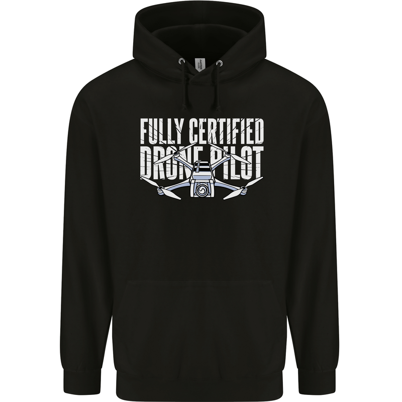 Drone Pilot Mens 80% Cotton Hoodie Black