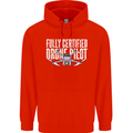 Drone Pilot Mens 80% Cotton Hoodie Bright Red