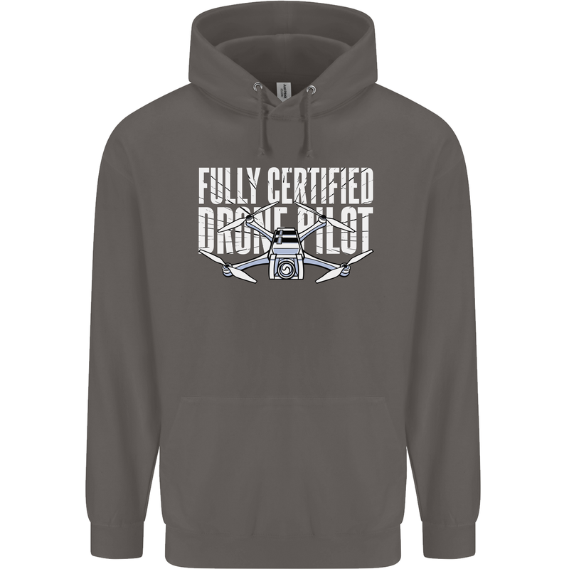 Drone Pilot Mens 80% Cotton Hoodie Charcoal