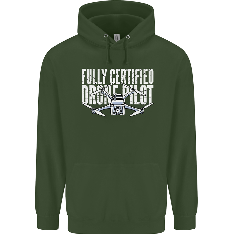 Drone Pilot Mens 80% Cotton Hoodie Forest Green