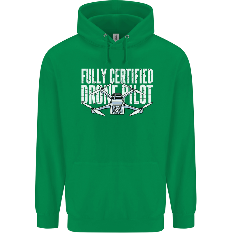 Drone Pilot Mens 80% Cotton Hoodie Irish Green