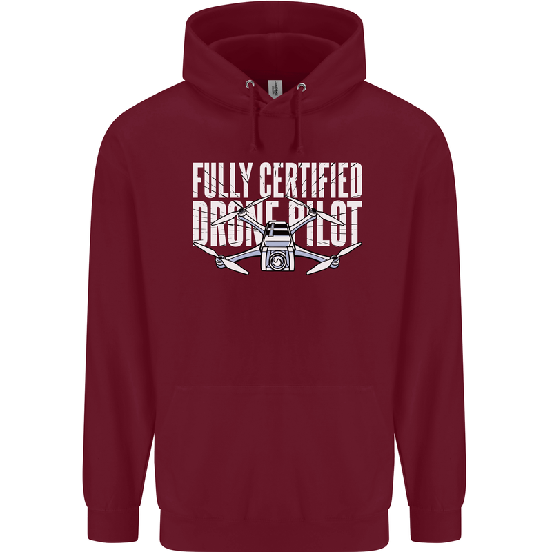 Drone Pilot Mens 80% Cotton Hoodie Maroon