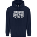 Drone Pilot Mens 80% Cotton Hoodie Navy Blue