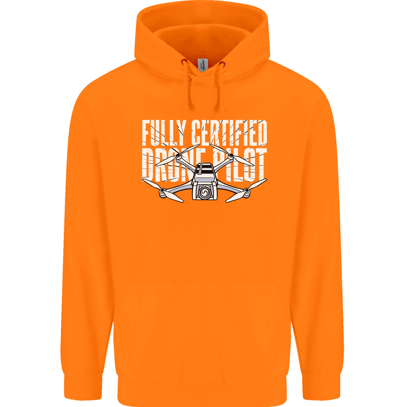 Drone Pilot Mens 80% Cotton Hoodie Orange