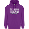 Drone Pilot Mens 80% Cotton Hoodie Purple