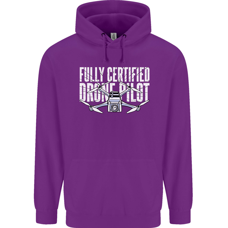 Drone Pilot Mens 80% Cotton Hoodie Purple