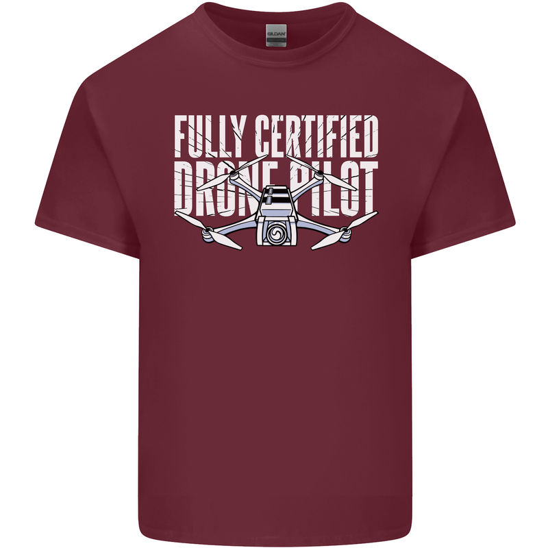 Drone Pilot Mens Cotton T-Shirt Tee Top Maroon