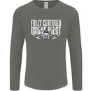 Drone Pilot Mens Long Sleeve T-Shirt Charcoal
