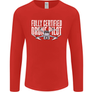 Drone Pilot Mens Long Sleeve T-Shirt Red