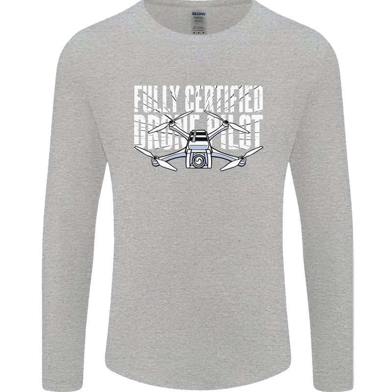 Drone Pilot Mens Long Sleeve T-Shirt Sports Grey