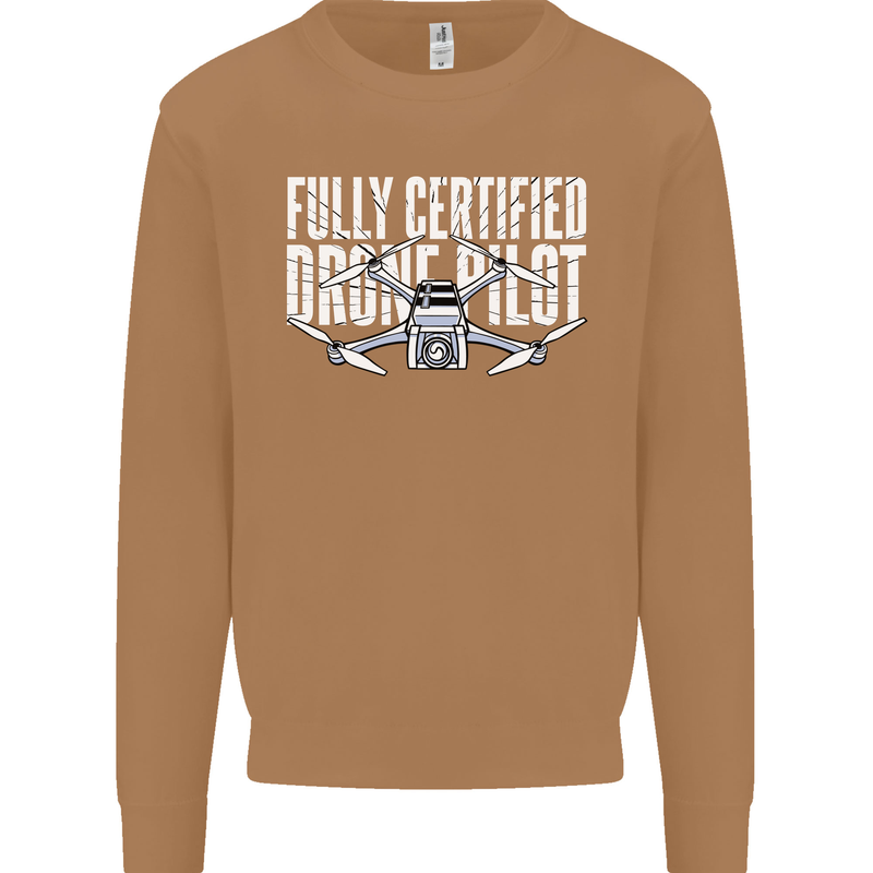 Drone Pilot Mens Sweatshirt Jumper Caramel Latte