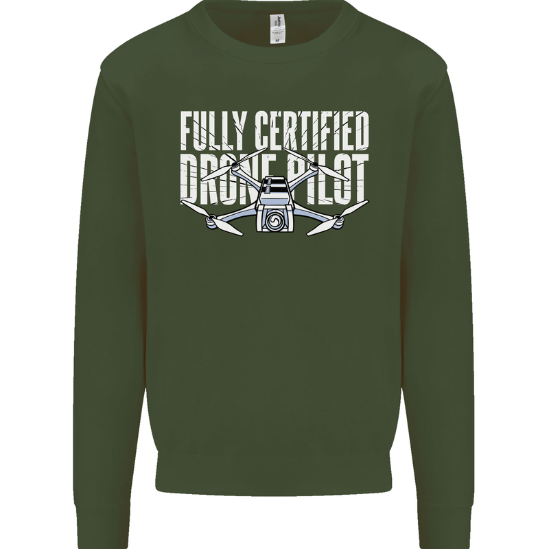 Drone Pilot Mens Sweatshirt Jumper Forest Green