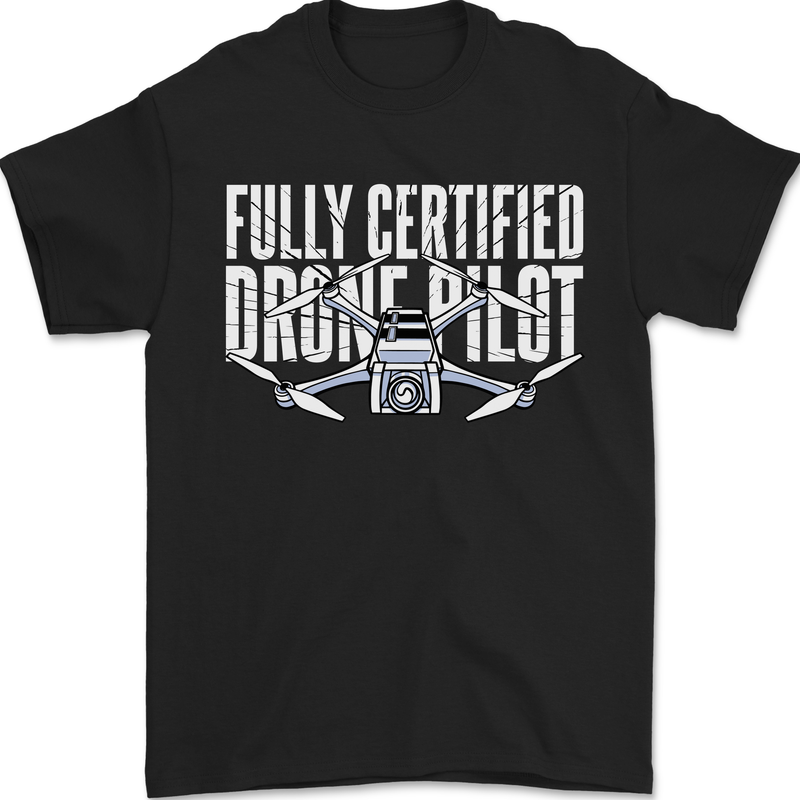 Drone Pilot Mens T-Shirt 100% Cotton Black