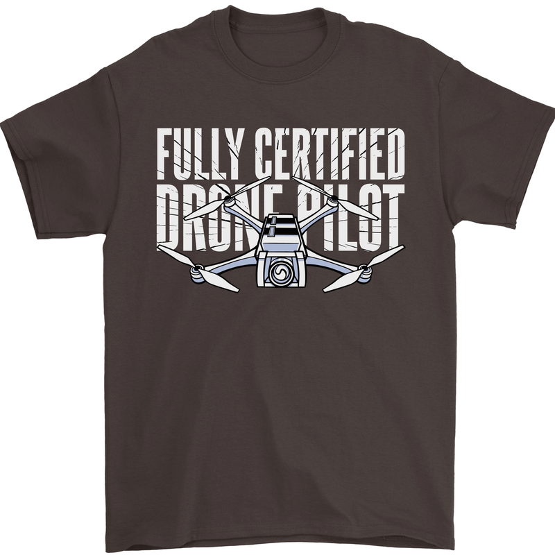 Drone Pilot Mens T-Shirt 100% Cotton Dark Chocolate