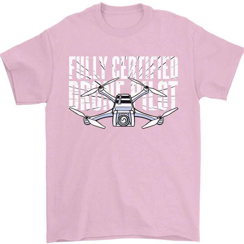 Drone Pilot Mens T-Shirt 100% Cotton Light Pink