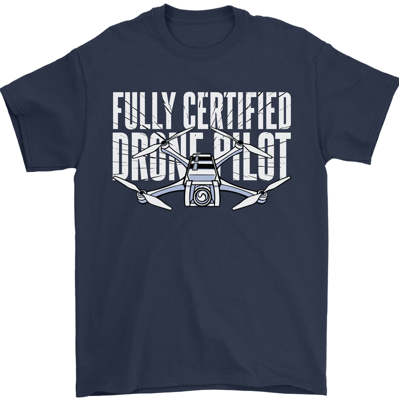 Drone Pilot Mens T-Shirt 100% Cotton Navy Blue