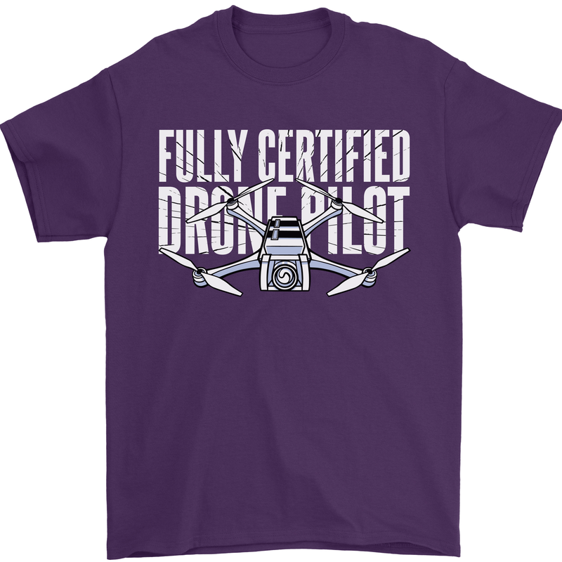Drone Pilot Mens T-Shirt 100% Cotton Purple