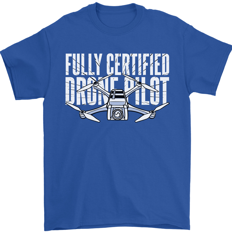Drone Pilot Mens T-Shirt 100% Cotton Royal Blue