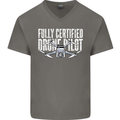 Drone Pilot Mens V-Neck Cotton T-Shirt Charcoal