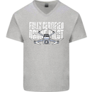 Drone Pilot Mens V-Neck Cotton T-Shirt Sports Grey