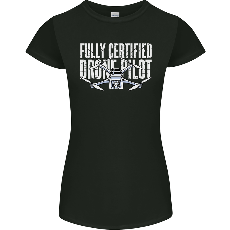 Drone Pilot Womens Petite Cut T-Shirt Black