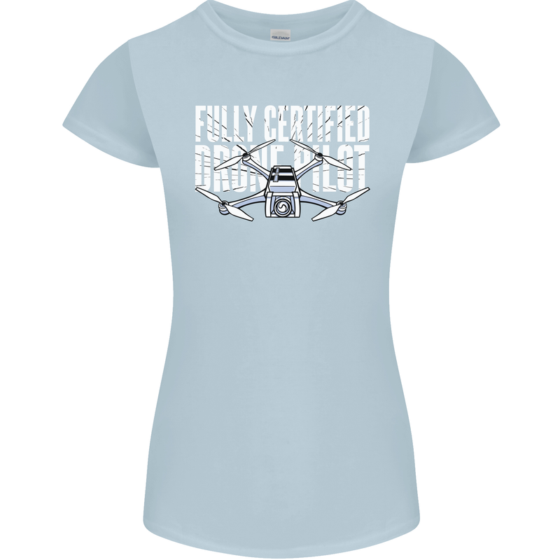 Drone Pilot Womens Petite Cut T-Shirt Light Blue