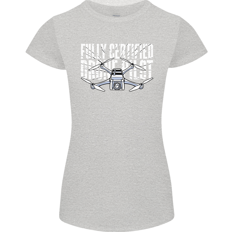 Drone Pilot Womens Petite Cut T-Shirt Sports Grey