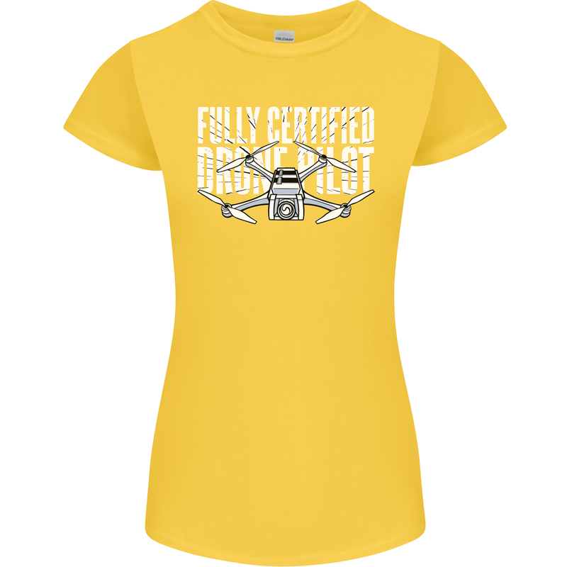 Drone Pilot Womens Petite Cut T-Shirt Yellow