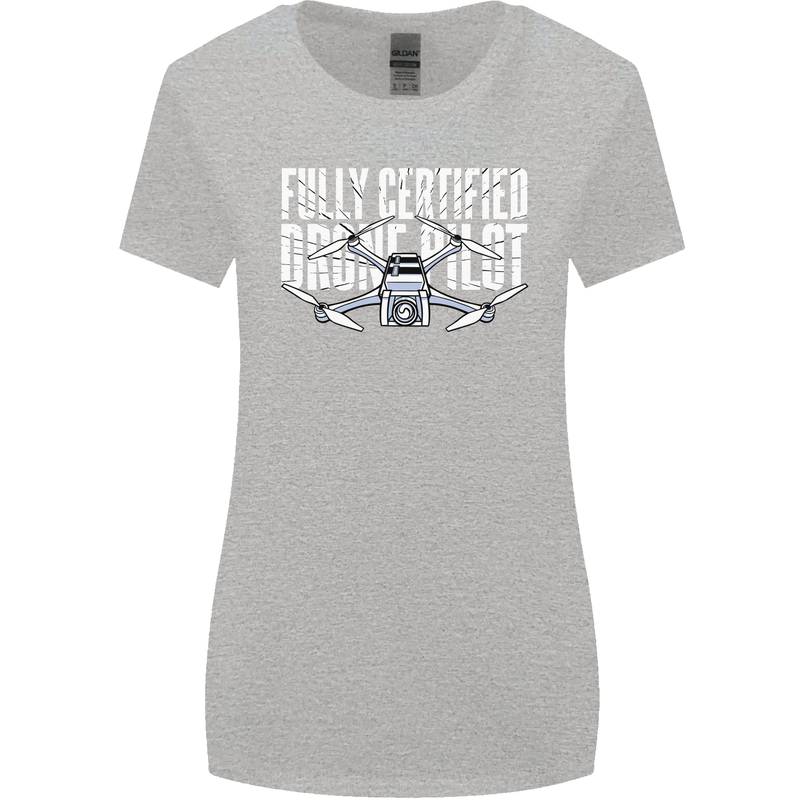 Drone Pilot Womens Wider Cut T-Shirt Sports Grey
