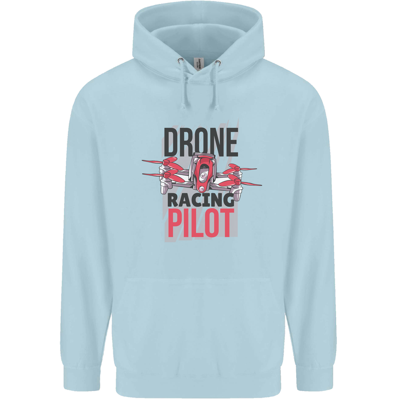 Drone Racing Pilot Childrens Kids Hoodie Light Blue