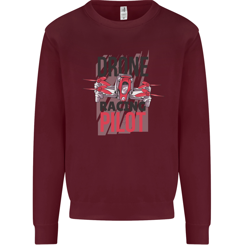 Drone Racing Pilot Kids Sweatshirt Jumper Maroon
