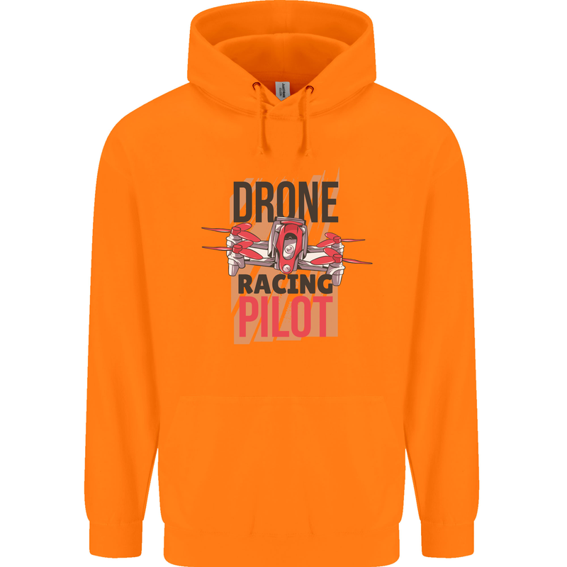 Drone Racing Pilot Mens 80% Cotton Hoodie Orange