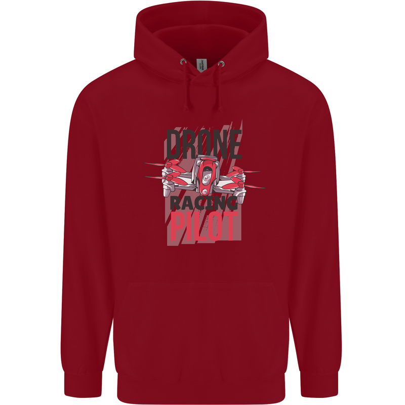 Drone Racing Pilot Mens 80% Cotton Hoodie Red
