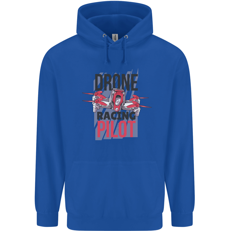 Drone Racing Pilot Mens 80% Cotton Hoodie Royal Blue