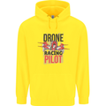 Drone Racing Pilot Mens 80% Cotton Hoodie Yellow
