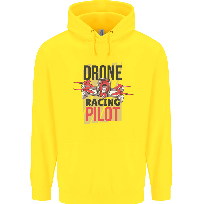 Drone Racing Pilot Mens 80% Cotton Hoodie Yellow
