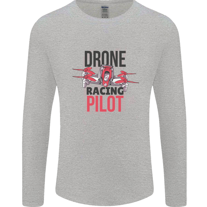 Drone Racing Pilot Mens Long Sleeve T-Shirt Sports Grey