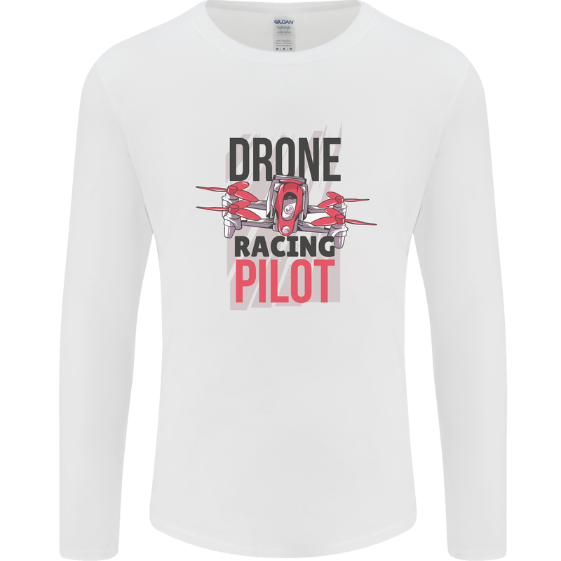 Drone Racing Pilot Mens Long Sleeve T-Shirt White