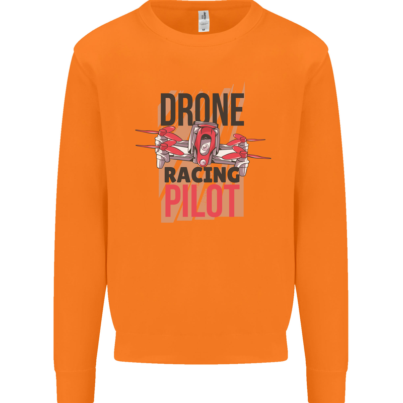 Drone Racing Pilot Mens Sweatshirt Jumper Orange