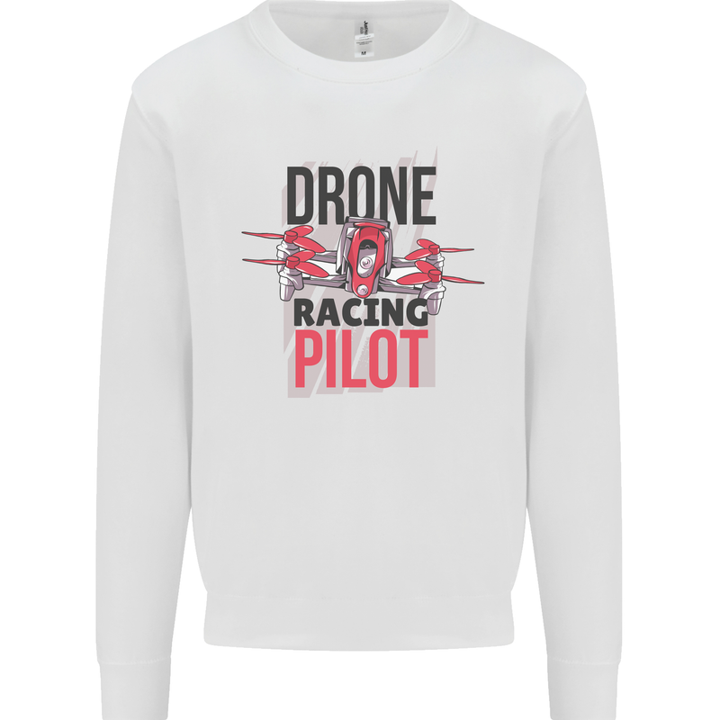 Drone Racing Pilot Mens Sweatshirt Jumper White