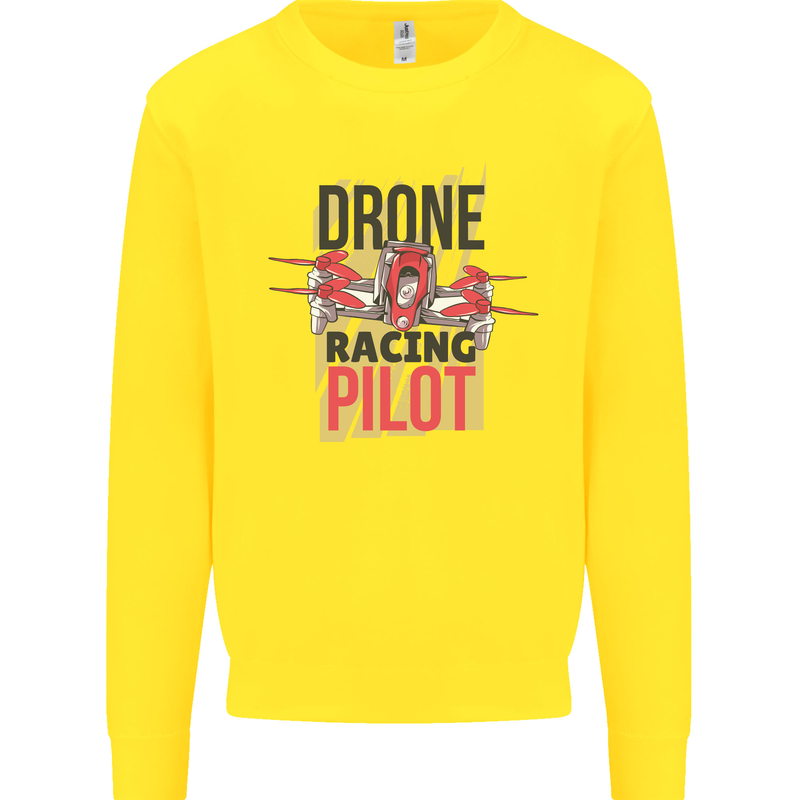 Drone Racing Pilot Mens Sweatshirt Jumper Yellow